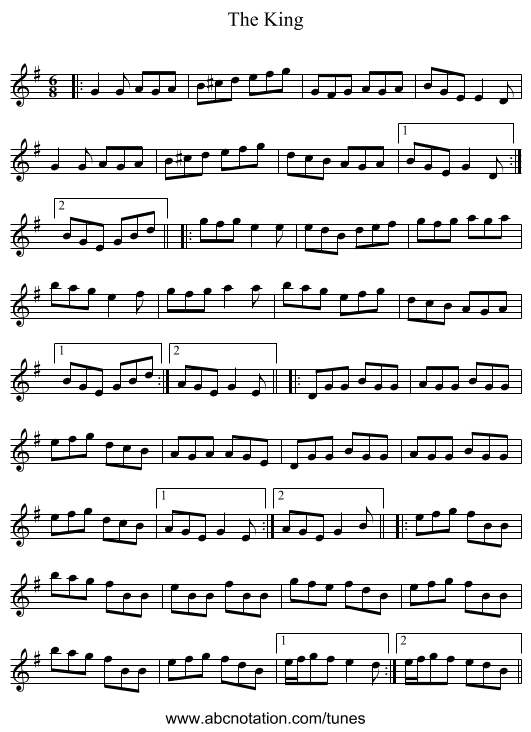 The King - staff notation
