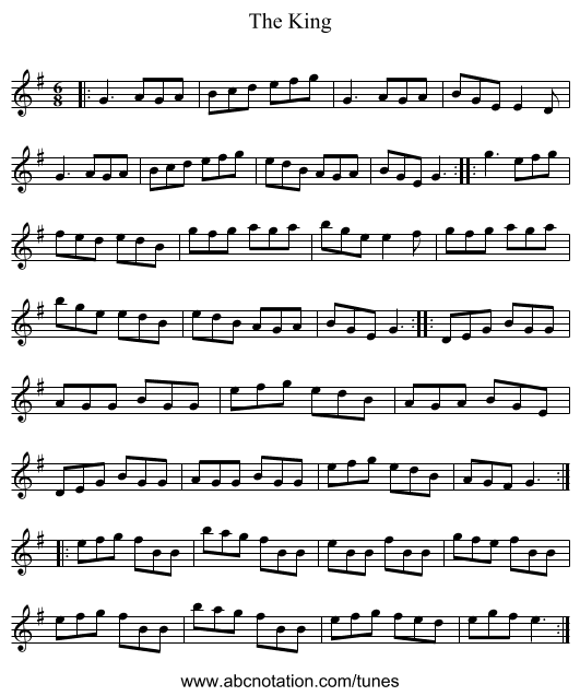 The King - staff notation