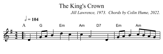 The King's Crown - staff notation