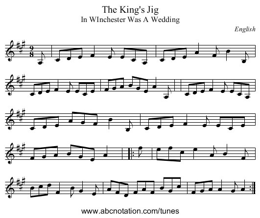 The King's Jig - staff notation