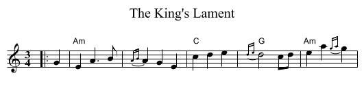 The King's Lament - staff notation