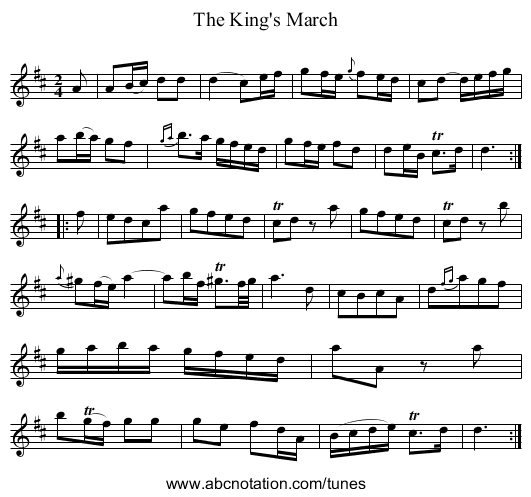 The King's March - staff notation