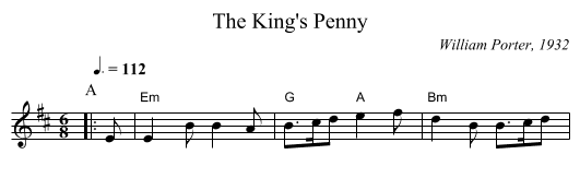 The King's Penny - staff notation