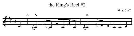 the King's Reel #2 - staff notation