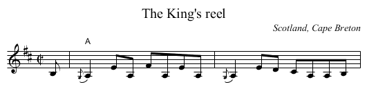 The King's reel - staff notation