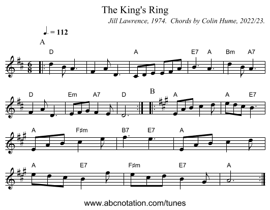The King's Ring - staff notation