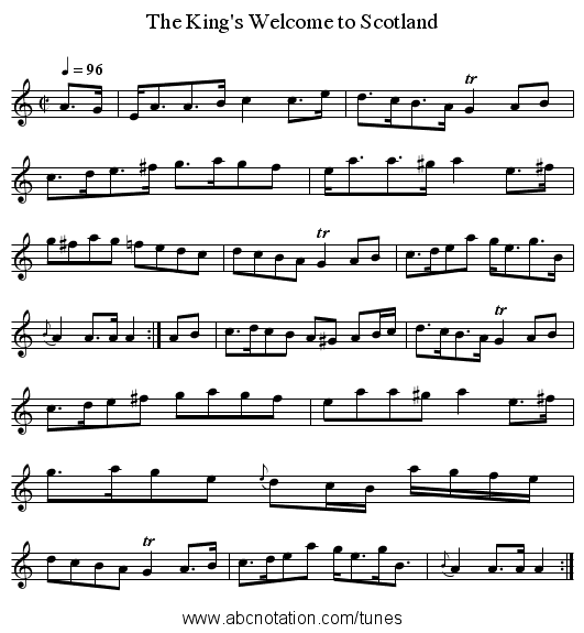 The King's Welcome to Scotland - staff notation