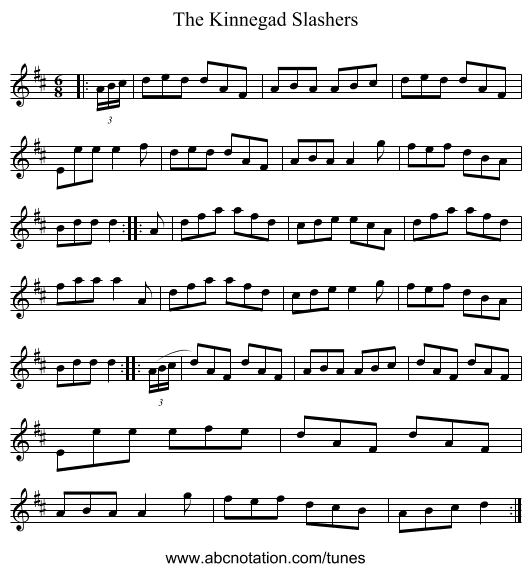 The Kinnegad Slashers - staff notation