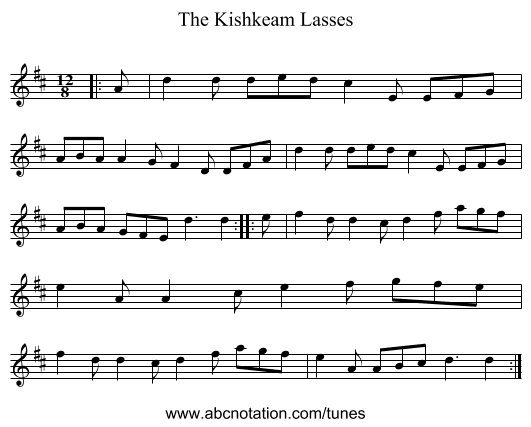 The Kishkeam Lasses - staff notation