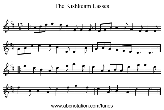 The Kishkeam Lasses - staff notation