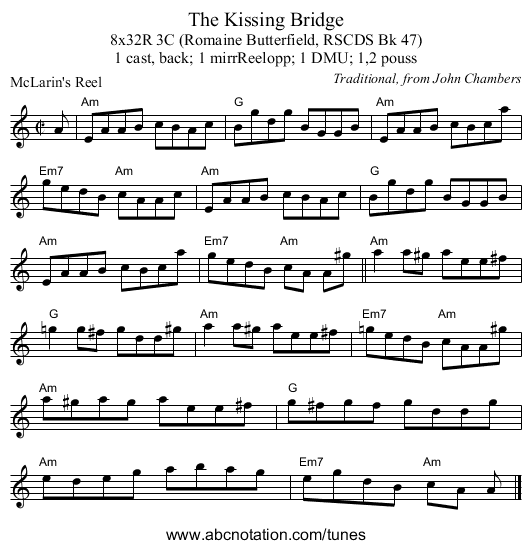 The Kissing Bridge - staff notation