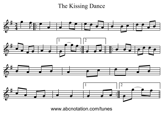 The Kissing Dance - staff notation