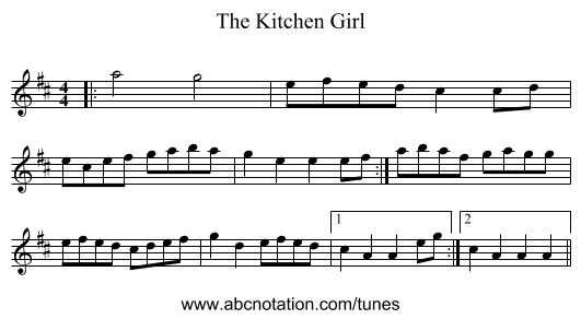 The Kitchen Girl - staff notation