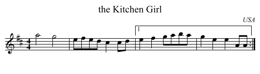 the Kitchen Girl - staff notation