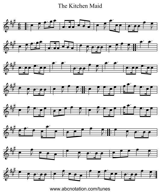 The Kitchen Maid - staff notation