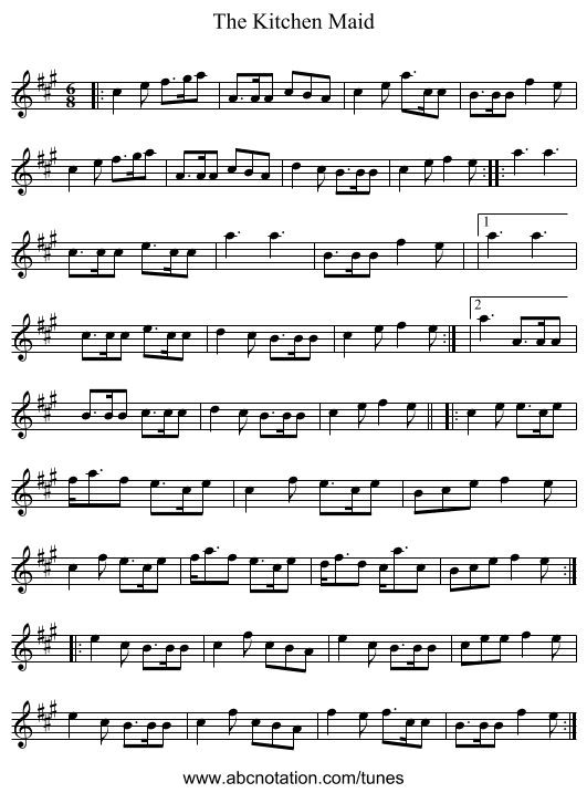 The Kitchen Maid - staff notation