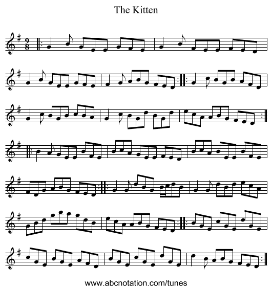 The Kitten - staff notation