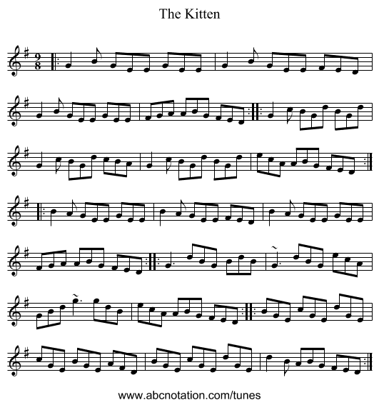 The Kitten - staff notation