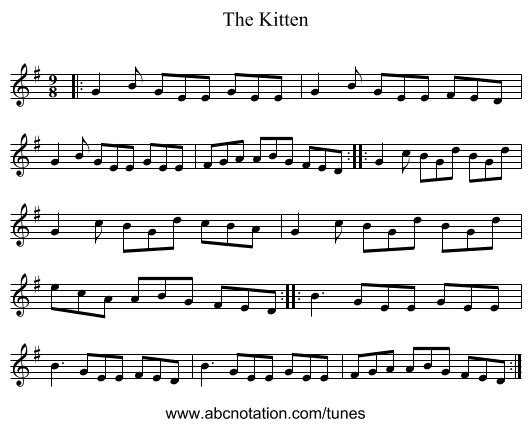 The Kitten - staff notation