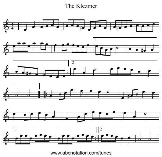 The Klezmer - staff notation
