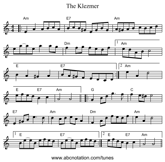 The Klezmer - staff notation
