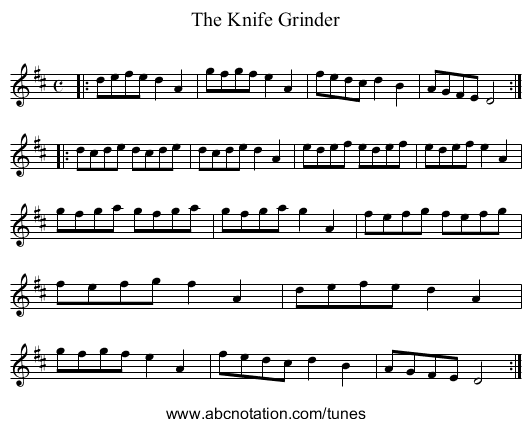 The Knife Grinder - staff notation