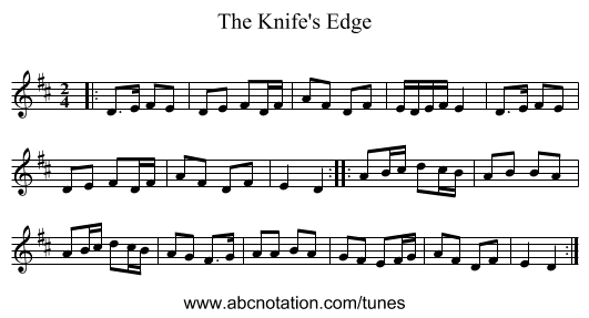 The Knife's Edge - staff notation