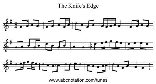 The Knife's Edge - staff notation