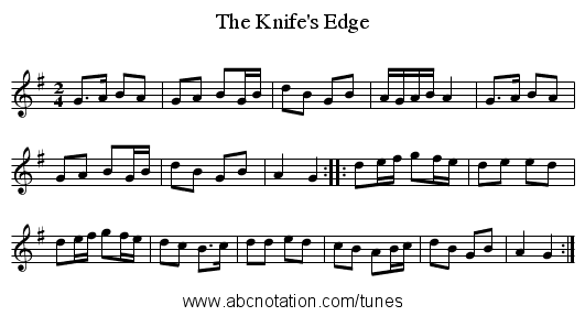 The Knife's Edge - staff notation