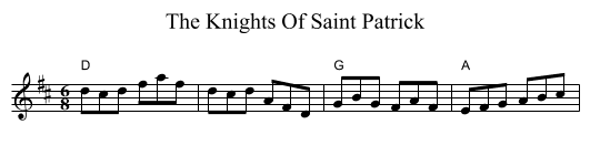 The Knights Of Saint Patrick - staff notation