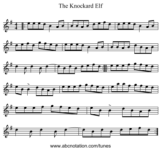 The Knockard Elf - staff notation