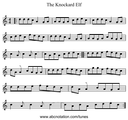 The Knockard Elf - staff notation
