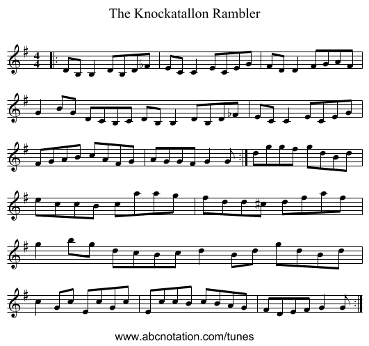 The Knockatallon Rambler - staff notation