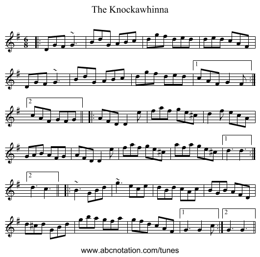 The Knockawhinna - staff notation