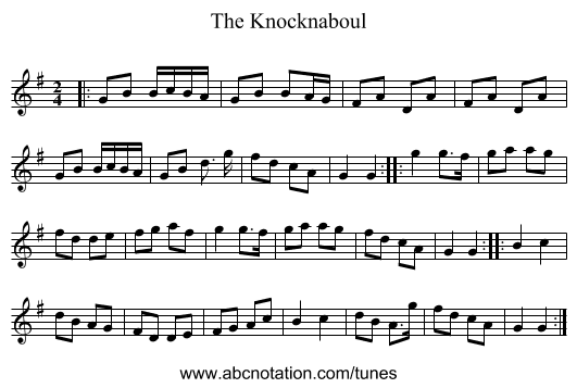 The Knocknaboul - staff notation
