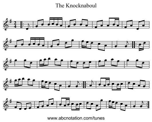 The Knocknaboul - staff notation