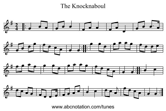 The Knocknaboul - staff notation