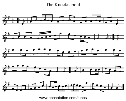 The Knocknaboul - staff notation