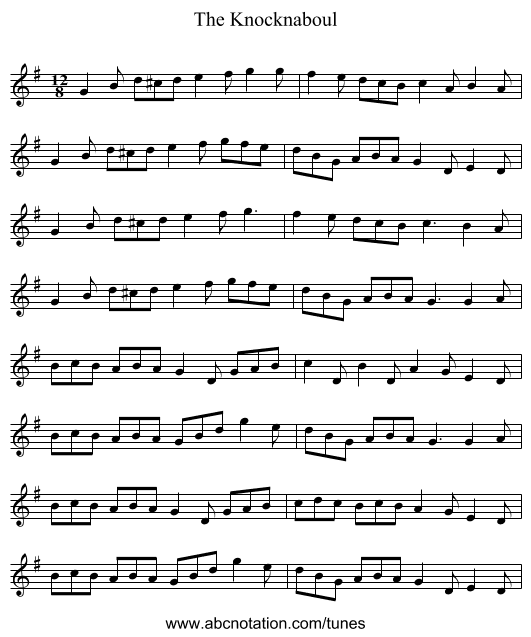 The Knocknaboul - staff notation