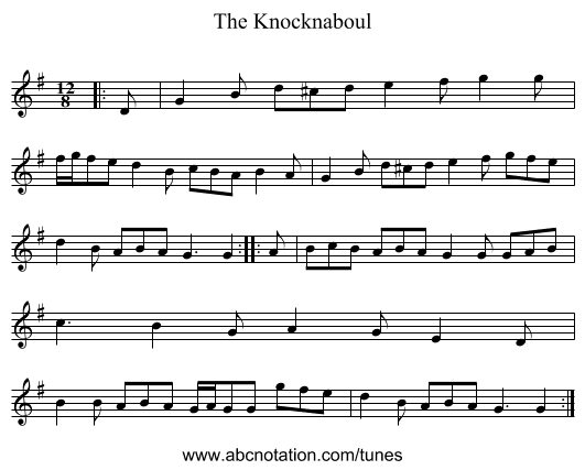 The Knocknaboul - staff notation