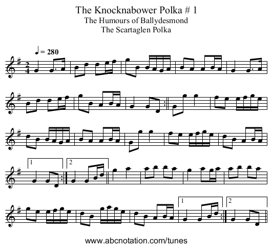 The Knocknabower Polka # 1 - staff notation