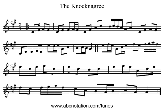 The Knocknagree - staff notation