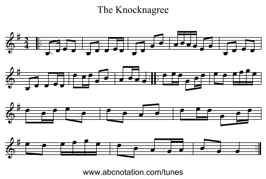The Knocknagree - staff notation