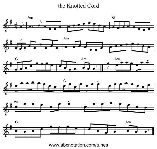 the Knotted Cord - staff notation