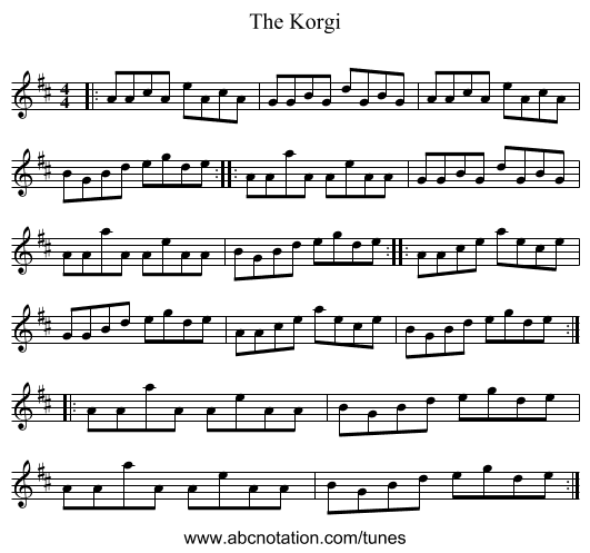 The Korgi - staff notation