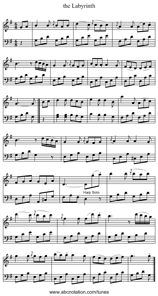 the Labyrinth - staff notation