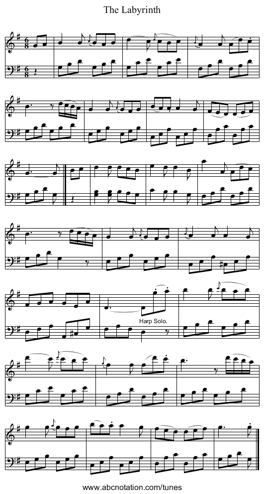The Labyrinth - staff notation
