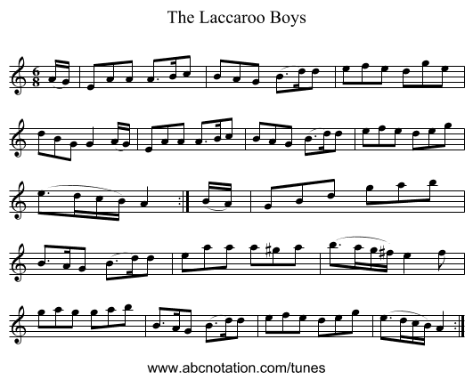 The Laccaroo Boys - staff notation