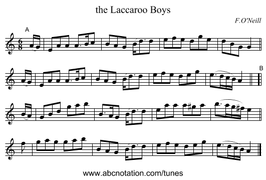 the Laccaroo Boys - staff notation