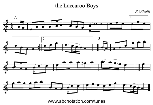 the Laccaroo Boys - staff notation